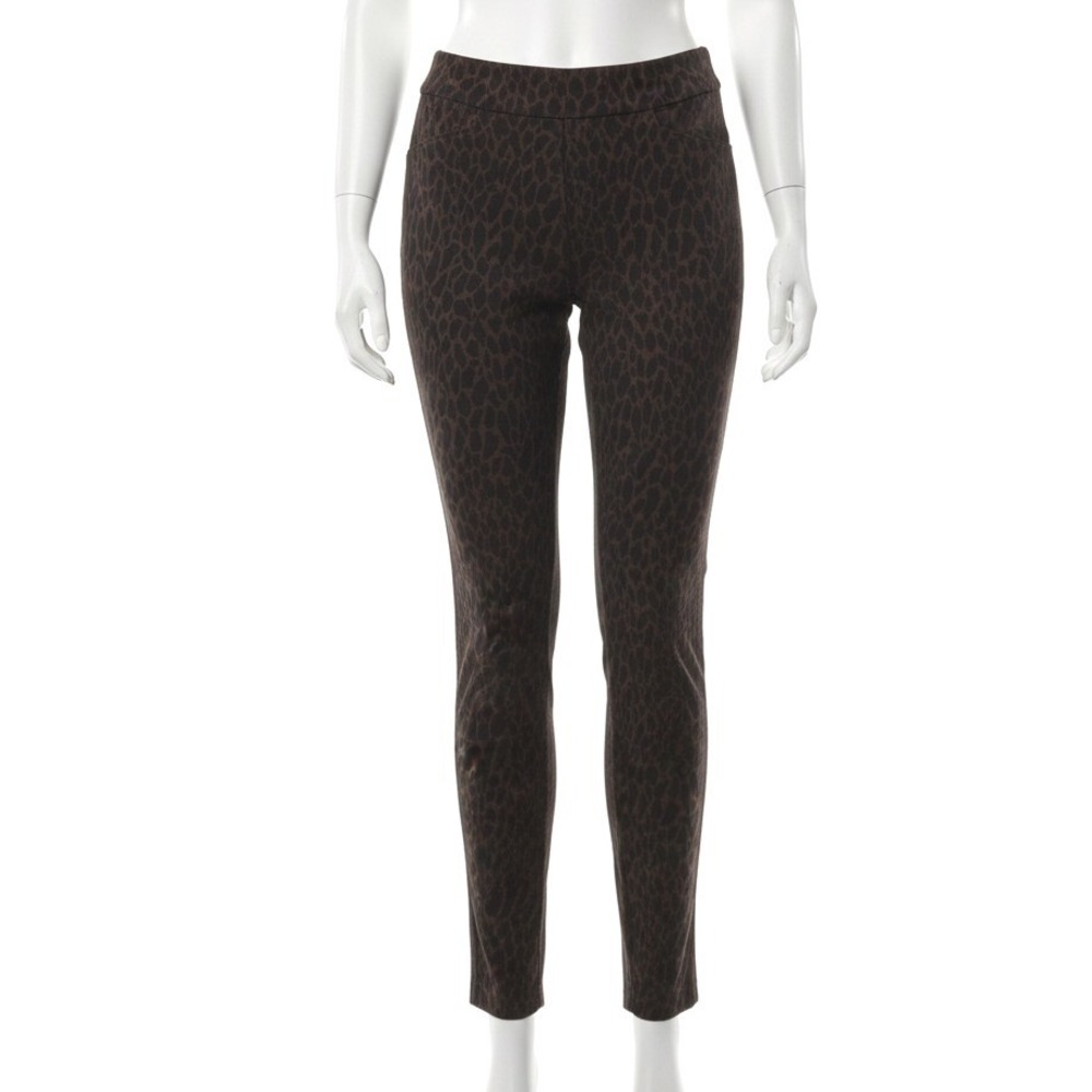 Chicos Leopard Print Pull On Pants Slim Animal Chic Career Casual Office Size 12